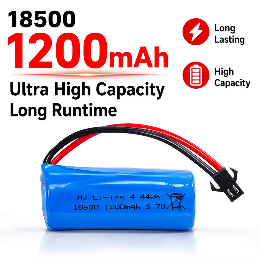 HONGXUNJIE Wiederaufladbare Lithium-Batterie 1200mAh 3,7V mit SM-2P Stecker in Blau für RC Auto, Boot, Drohne und FPV Flugzeug - Bild 2