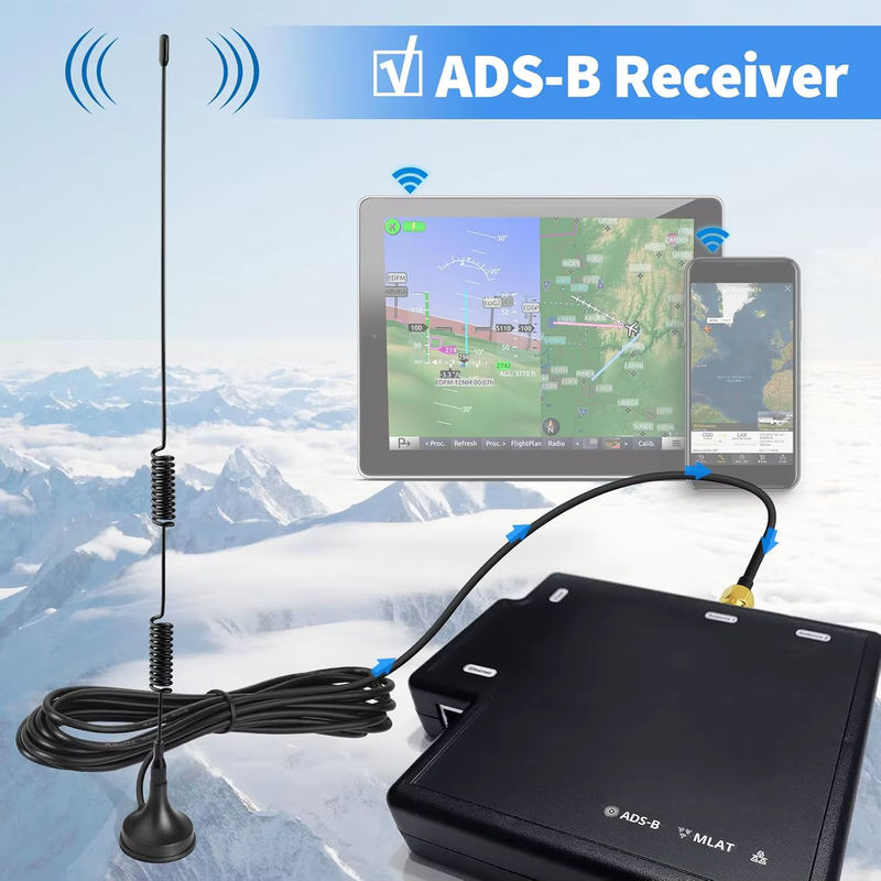 NOWEPOCH ADS-B Empfängerantenne mit 6 dBi Verstärkung und Magnetfuß in Schwarz für Luftfahrt und RTL SDR Software Defined Radio USB Dongle Tuner - Bild 3