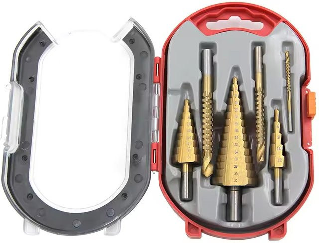 LIDIAO 6-teiliges Lochstanz- und Montageset mit gerilltem Stufenbohrer und dreieckigem Griff in Gold - Bild 1