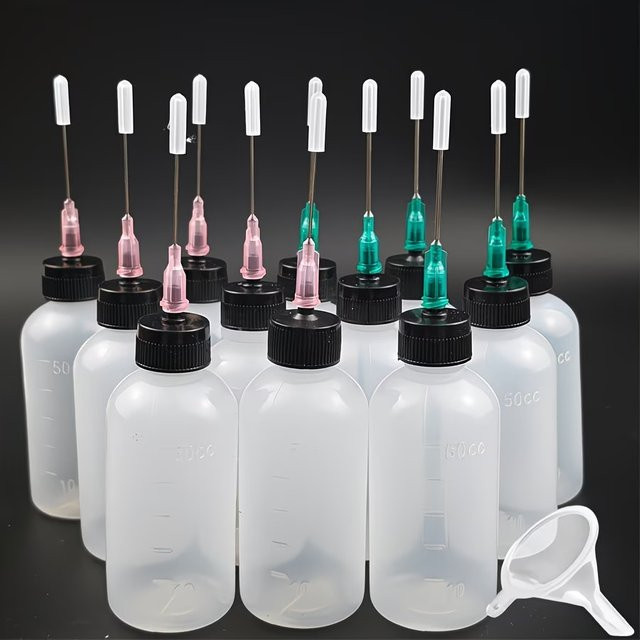 6/12-teiliges Set Kunststoff-Quetschflaschen mit Trichter und 1,5-Zoll-Applikatorspitzen, 50 ml LDPE-Applikatoren für Bastelarbeiten - Bild 1
