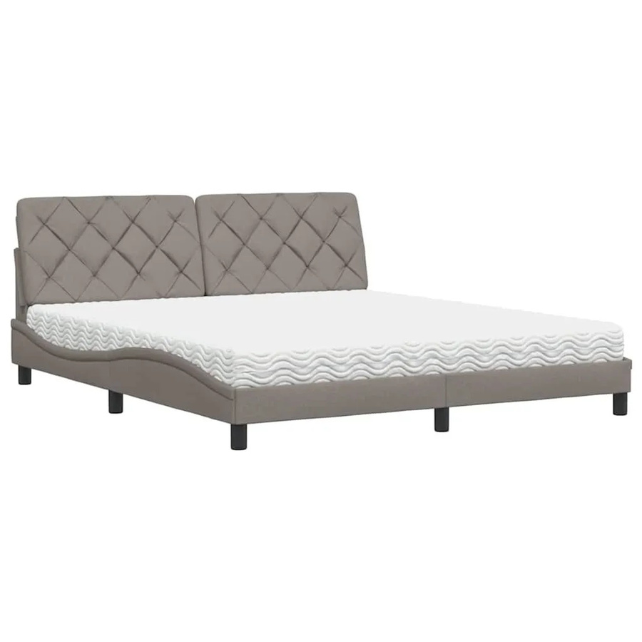 vidaXL Bett mit Matratze in Taupe aus Stoff, B/T: 180 x 200 cm - Bild 2