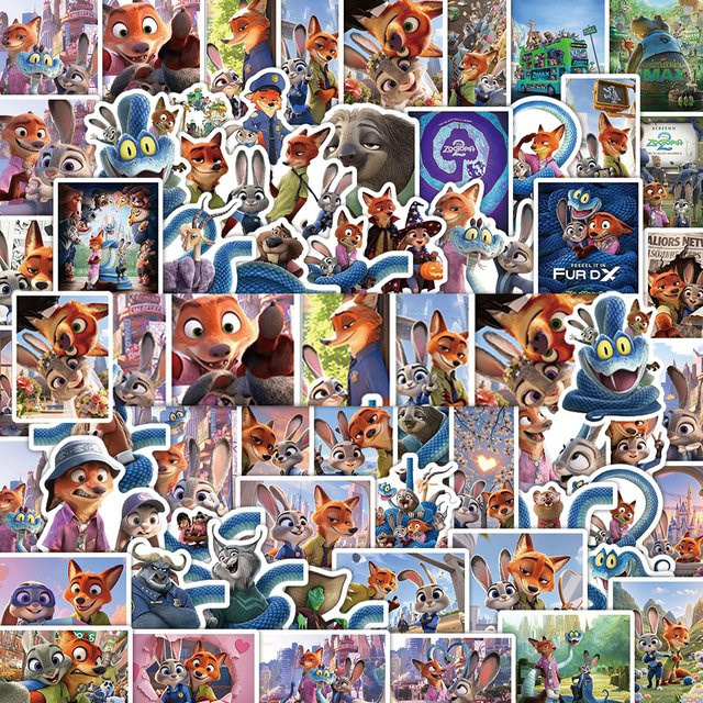 Disney Zootopia 2 Cartoon Graffiti Aufkleber mit Judy und Nick für Notebook, Laptop und Fahrrad, Mehrfarbig - Bild 1