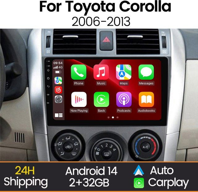 MEKEDE Android Multimedia Player mit Carplay und GPS für Toyota Corolla E140 150 (2006-2013), Schwarz - Bild 1