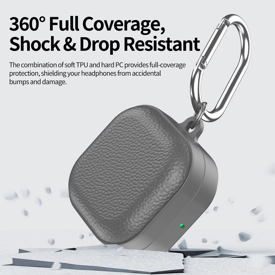 Silikonhülle für Samsung Galaxy Buds4 und Buds4 Pro in Grau mit Haken zur Sturzsicherung - Bild 2