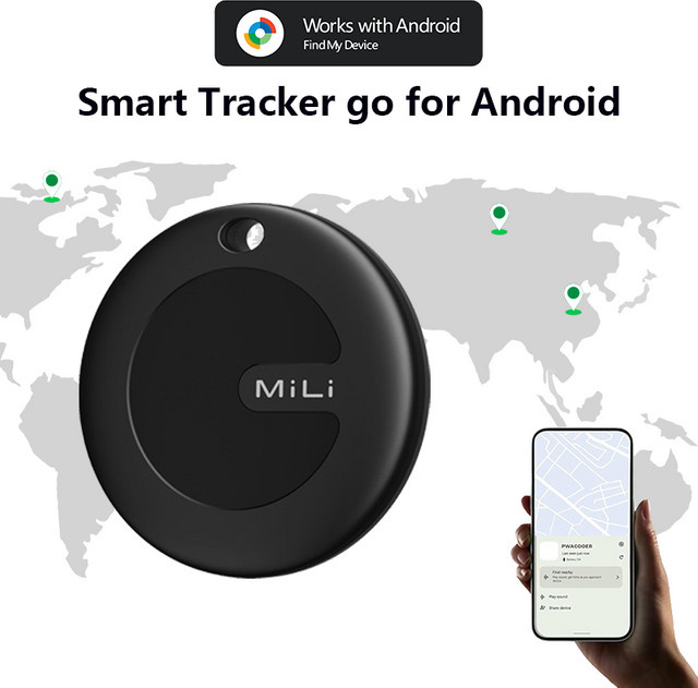 MiLi MiTag Smart GPS Tracker Bluetooth-Ortungsgerät für Android in Schwarz mit Google Find My Device Unterstützung als Anti-Verlust-Gerät für Schlüssel und Haustiere - Bild 1