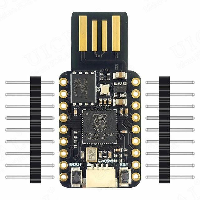 Raspberry Pi RP2040 Entwicklungsplatinenmodul mit Dual Core und 4 MB Speicher, USB-C, Schwarz - Bild 1