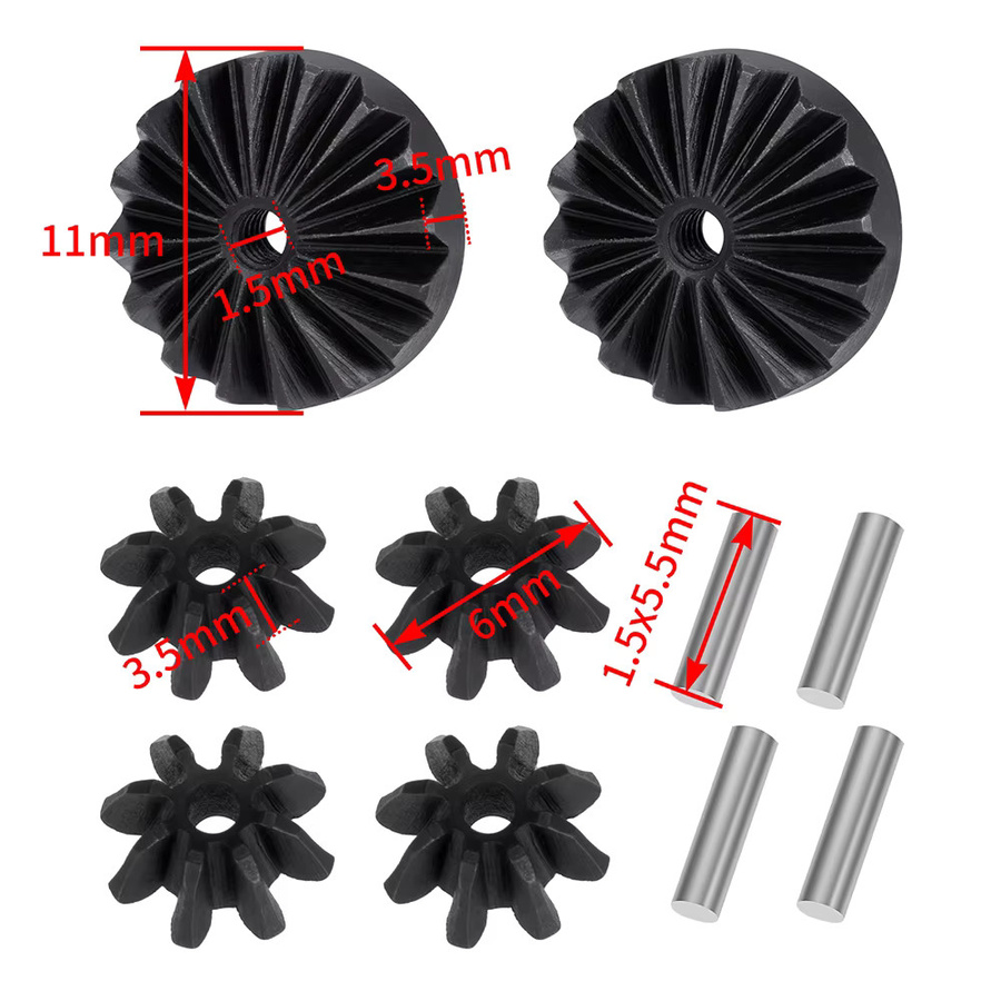 TRINOOD Differentialgetriebesatz, Metall, Schwarz, 1:18 - Bild 2