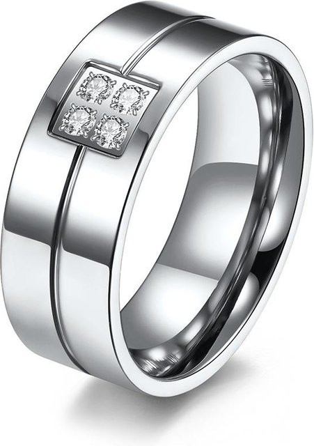 YIRAN Jewelry Ehering Edelstahl, Diamant, Zirkonia, Schwarz, Unisex - Bild 1