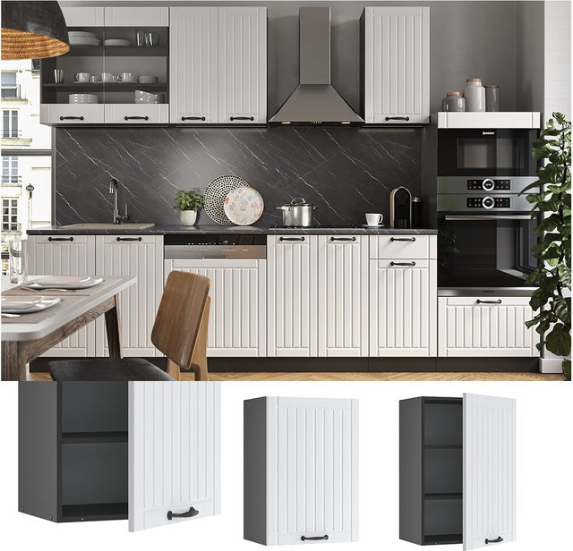 Vicco Hängeschrank Fame-Line Küchenschrank im Landhausstil, Weiß/Anthrazit, Breite: 50 cm - Bild 1