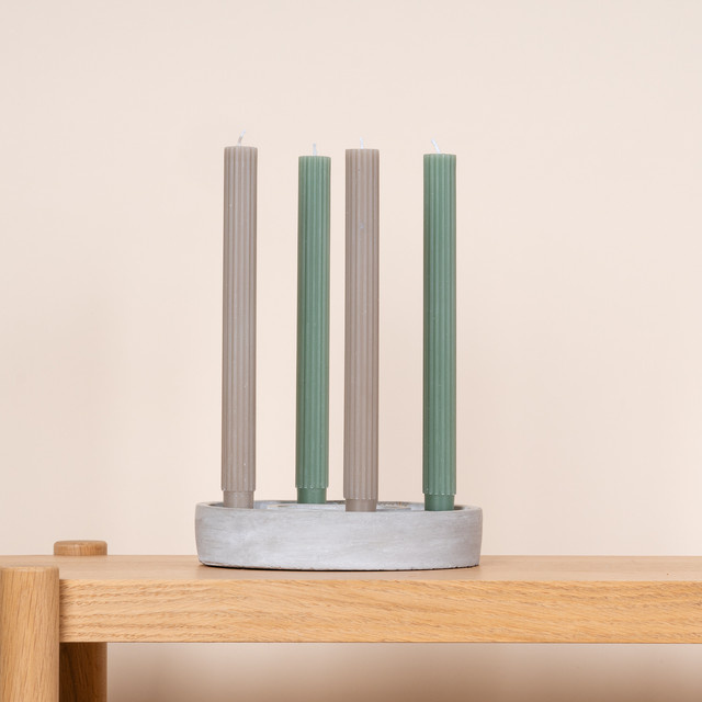 Betonring Stabkerzenhalter von BLUME2000 in Weiss und Grau - Bild 1