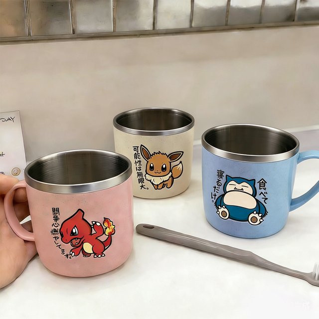 Potdemiel Pokémon Edelstahl-Trinkbecher für Kinder mit Pikachu Snorlax und Eevee Motiven - Bild 1