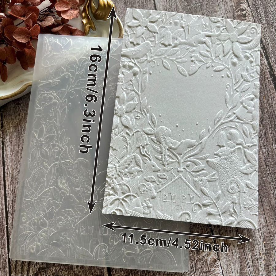 3D-Ordner aus Kunststoff mit floraler Herz-Prägung in Grün für DIY-Karten und Sammelalben - Bild 3