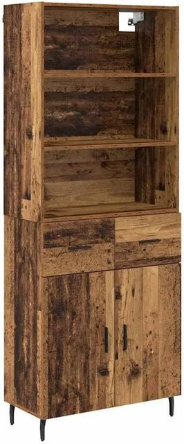 vidaXL Highboard Altholz in Braun aus Engineered Wood und Glas mit Glastüren, B/T/H: 69,5 x 34 x 180 cm - Bild 1