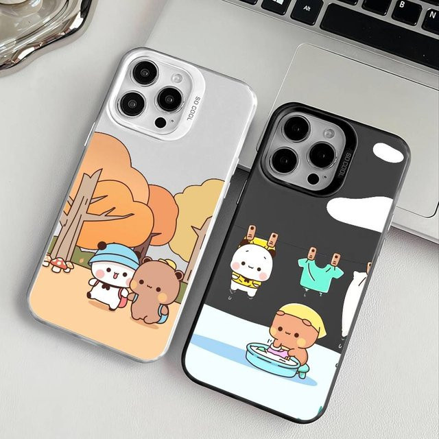 BuBu DuDu Cartoon Handyhülle für iPhone 12 bis iPhone 17 Pro Max mit Metallknöpfen in Multicolour - Bild 1