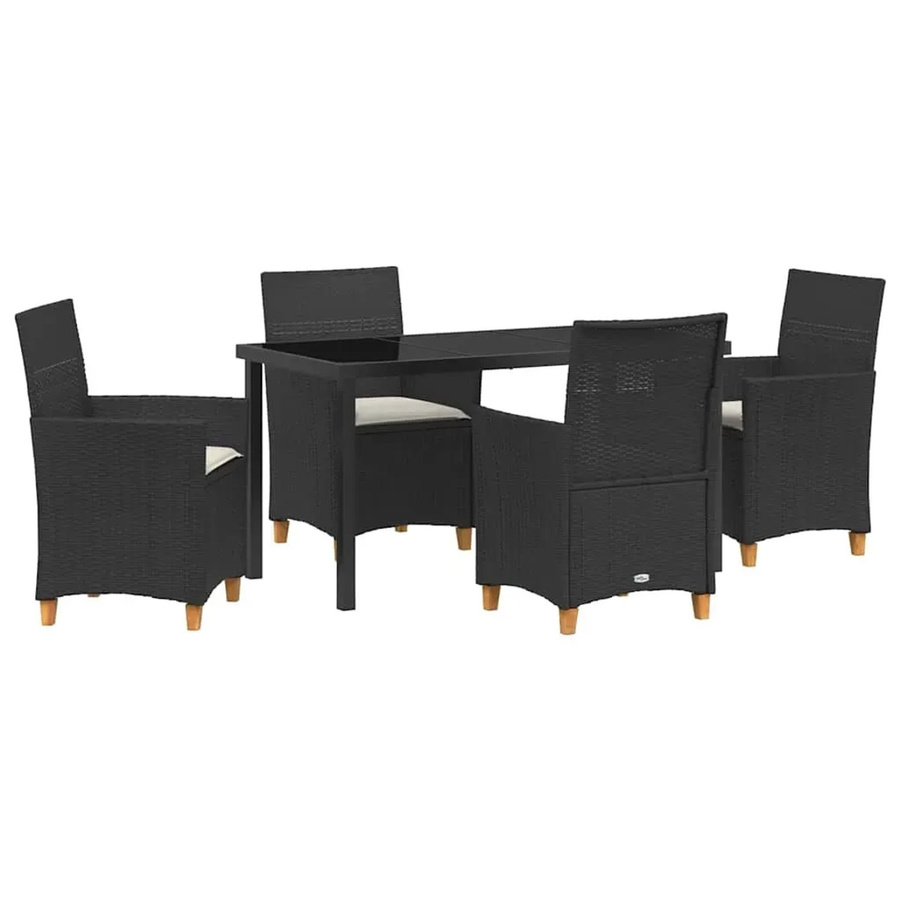 vidaXL Garten Essgruppe 5-teilig aus Poly-Rattan und Glas in Schwarz - Bild 2