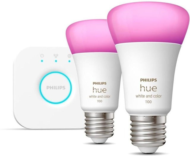 Philips Hue White and Color Ambiance Starter Kit E27 mit 2x A60 LED-Lampen und Bridge - Bild 1