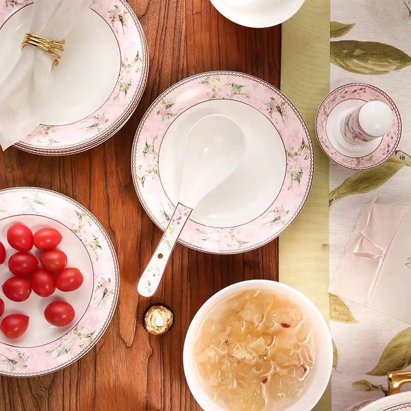 DUTRIEUX Bone China Geschirrset für Erwachsene mit floralem Design in Pink - Bild 2