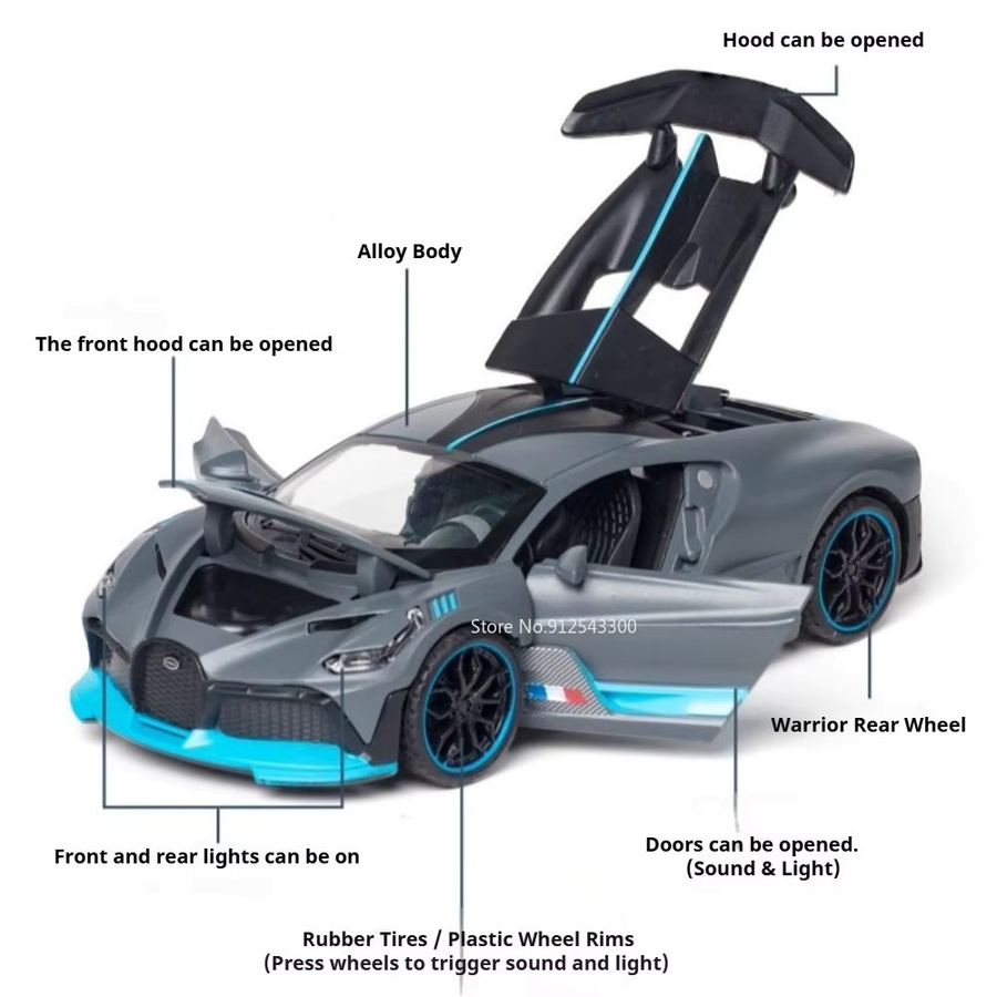 RMZ city Chiron Divo Automodell, 1:32 Maßstab, mit Licht und Sound - Bild 2