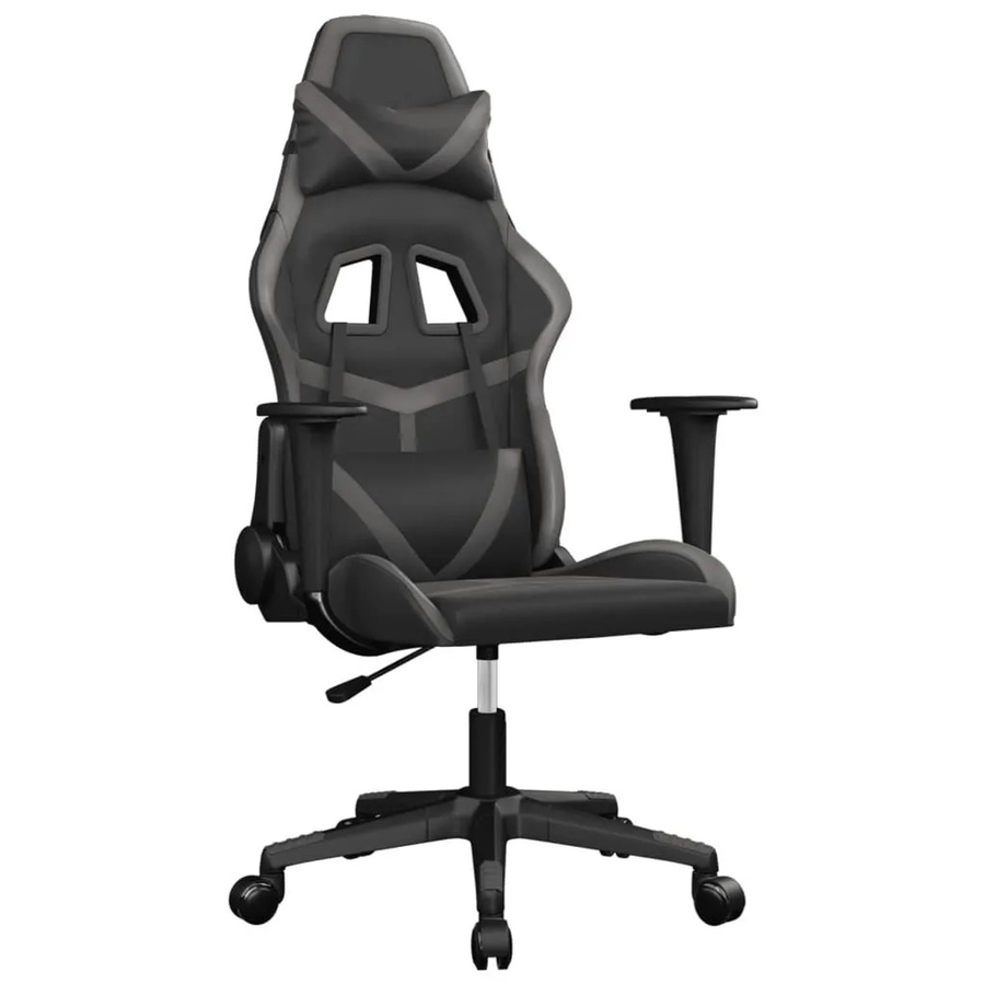 vidaXL Gaming-Stuhl mit Massagefunktion in Schwarz und Grau aus Kunstleder - Bild 2