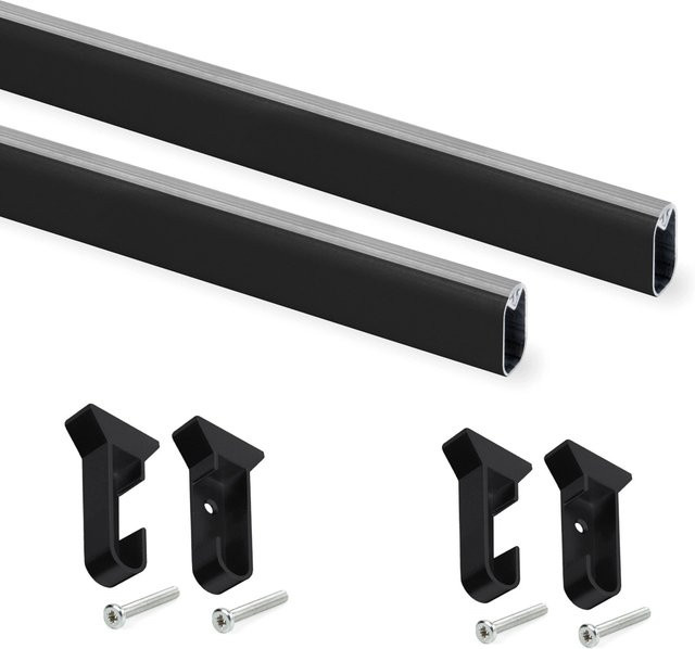 Emuca Silk Garderobenstangen Set aus 2 Stück, Aluminium und Kunststoff, Farbe Matt Eloxiert Schwarz, Länge: 115 cm - Bild 1