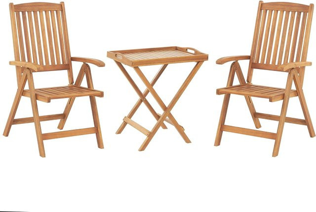 Beliani Bistro Set JAVA aus Akazienholz in hellem Braun, B/T/H: 69 x 54 x 105 cm - Bild 1