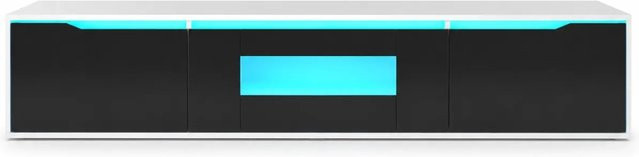 PXloue TV Lowboard Wandmontage mit LED in Hochglanz Modern, geriffelt, B/T/H: 180 x 35 x 30 cm - Bild 1