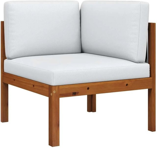 vidaXL Garten-Ecksofa aus Akazienholz mit Seil und Kissen in Schwarz und Weiß - Bild 1