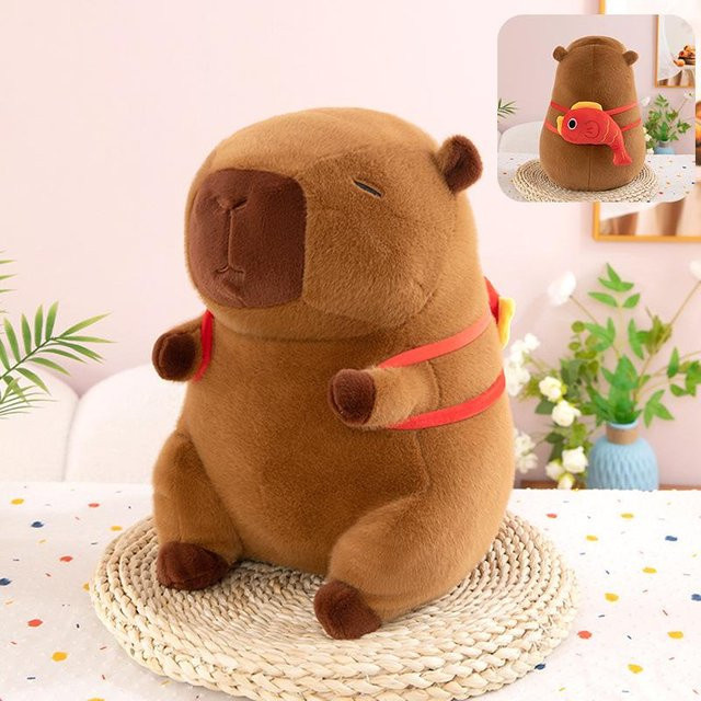 Joyful toys Kapibara Koi Rucksack, Plüschtier Puppe, 40cm, Braun - Bild 1