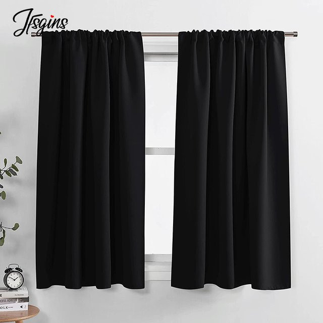 JFSGINS Verdunkelungs-Kurzvorhang in Braun, blickdichter Stoff für Schlafzimmer, Wohnzimmer und Küche, Breite: 100 cm, Höhe: 60 cm - Bild 1
