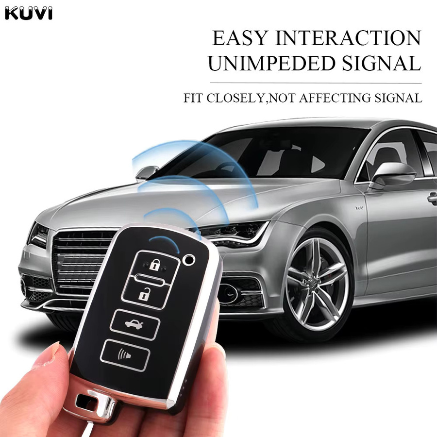 Kuvi TPU Schlüsselhülle für 4 Tasten Auto Fernbedienung Toyota Camry Corolla Rav4 Highlander Avalon 2014-2017, Schwarz - Bild 5