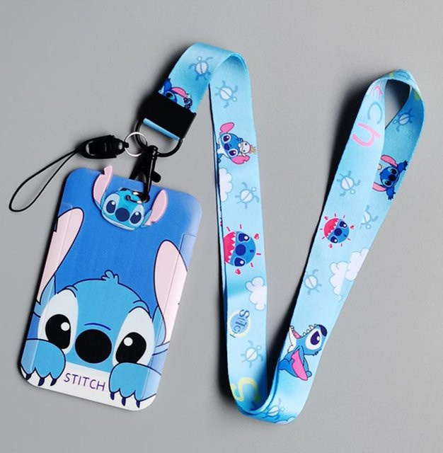 Stitch Kartenhalter mit Lanyard und Anti-Verlust Halsband in Blau von Discover Intime - Bild 1