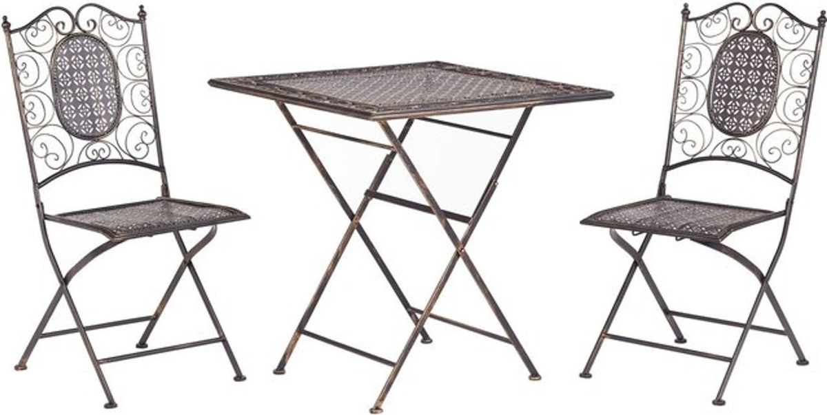 Beliani Bistroset aus Metall in Schwarz im Vintage-Design, zusammenklappbares 2er Set für Balkon und Terrasse - Bild 1