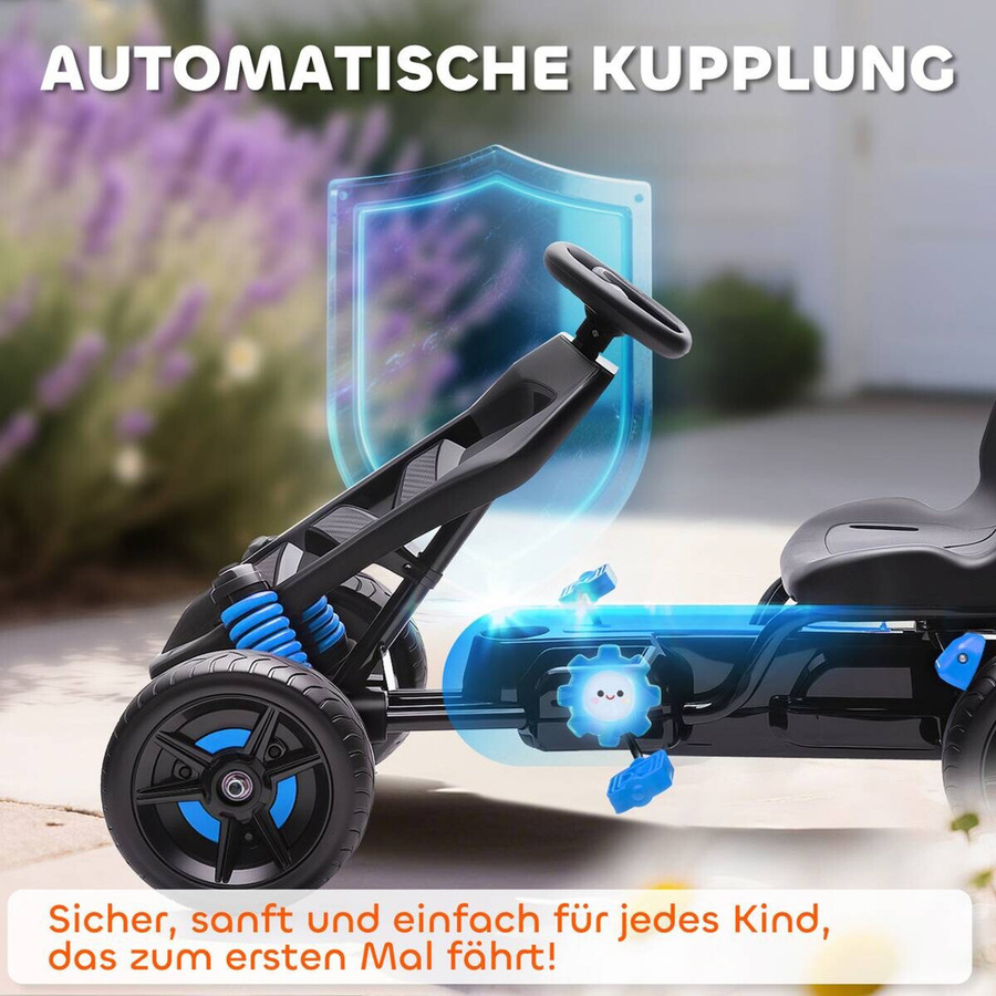 AIYAPLAY Gokart Tretauto mit Handbremse Blau ab 3 Jahren - Bild 4