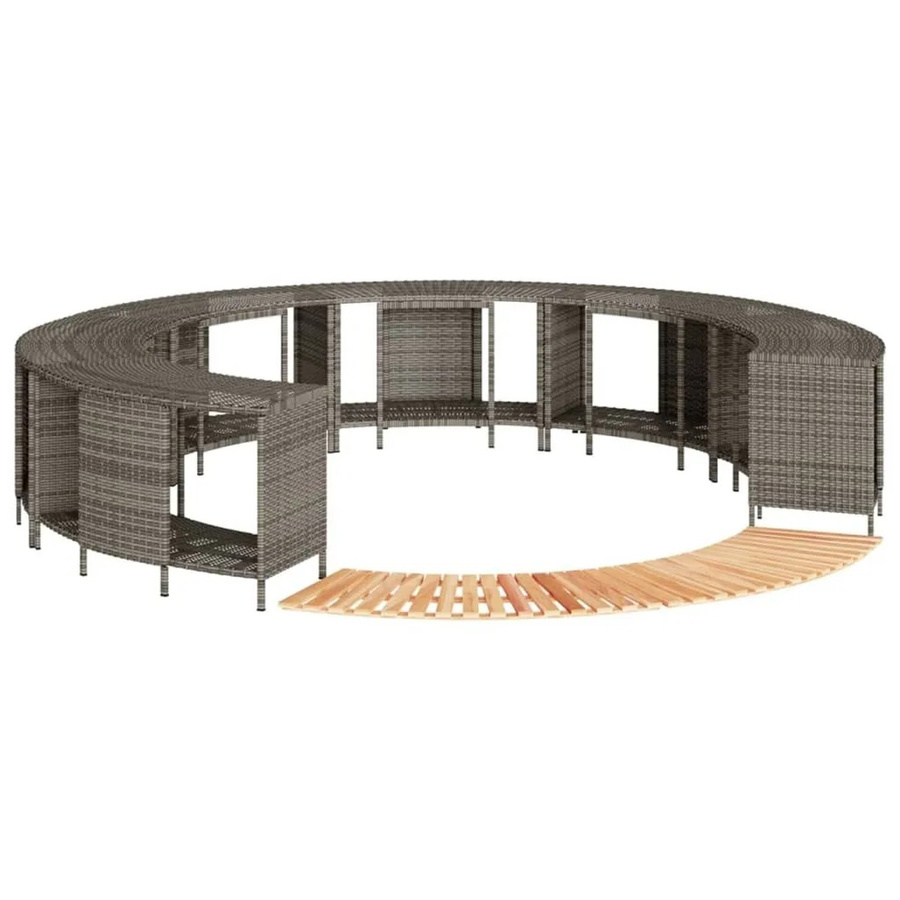 vidaXL Whirlpool-Umrandung aus Polyrattan und Akazienmassivholz in Grau - Bild 2