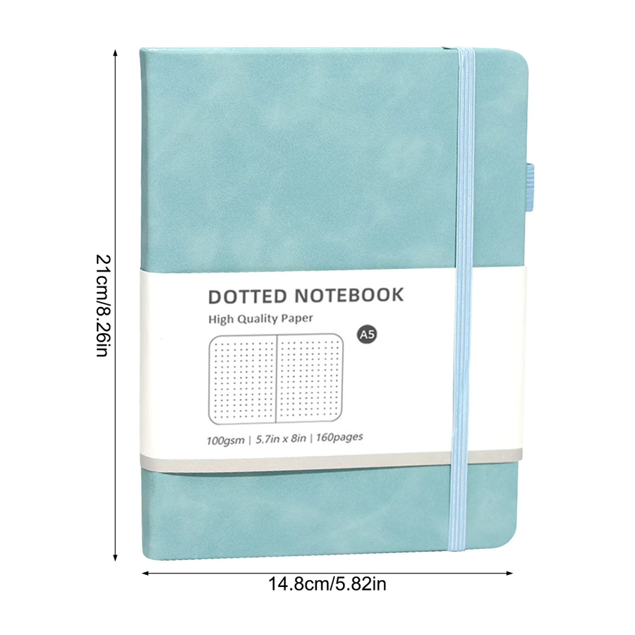 A5 Hardcover-Notizbuch in Pink mit Punktraster und linierten Seiten sowie Gummiband für Schule und Business - Bild 2