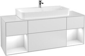 V&B Waschtischunterschrank Finion mit Wandbeleuchtung, Farbe: Weiß matt lackiert, Breite: 160 cm - Bild 1