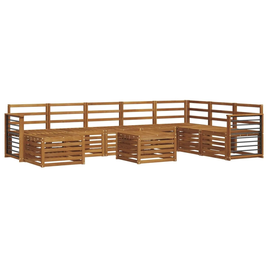 vidaXL Sofagarnitur aus Massivholz Akazie in Natur Braun im L-Shape Design mit Tisch und Latten-Design - Bild 2