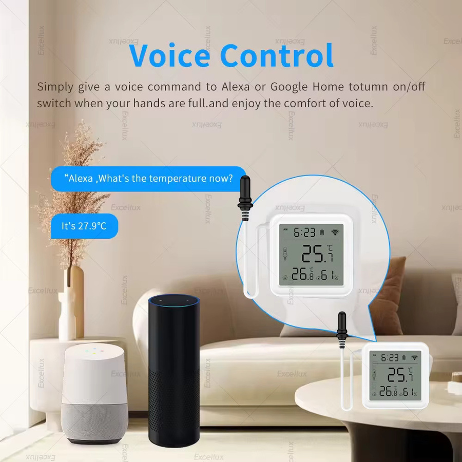 Tuya Smart WiFi/Zigbee Temperatur und Feuchtigkeit Sensor mit externer Sonde und LCD Display in Weiß für Smart Life Alexa und Google Home - Bild 3
