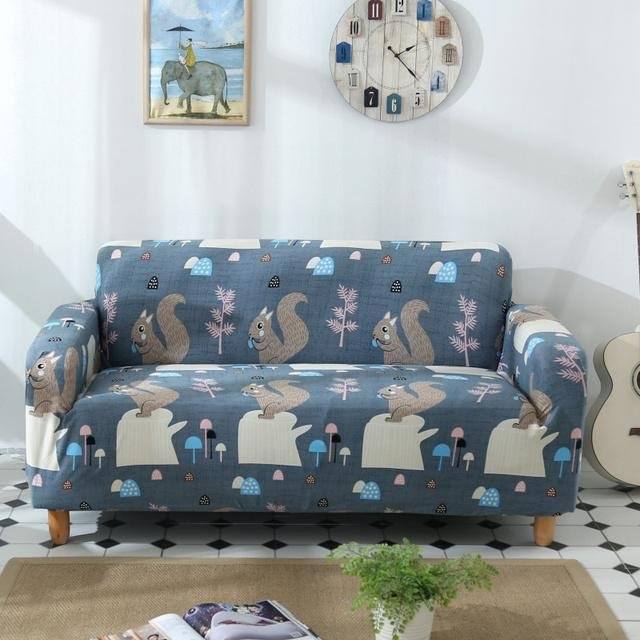 Housmife Elastischer Sofabezug mit Floralem Muster in Blau für Ecksofas und L-Form Couches, 235-300 cm - Bild 1