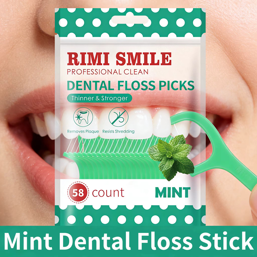 RIMI SMILE Minz-Zahnseide-Picks mit Reiseetui, 58 Stück, Unisex - Bild 2