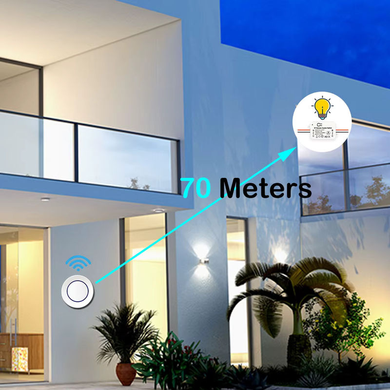 Tedeligo RF 433 MHz Drahtloser Lichtschalter als Push Button Wandschalter mit LED, Farbe: Weiß, DC 12 V 24 V 36 V 10A - Bild 2