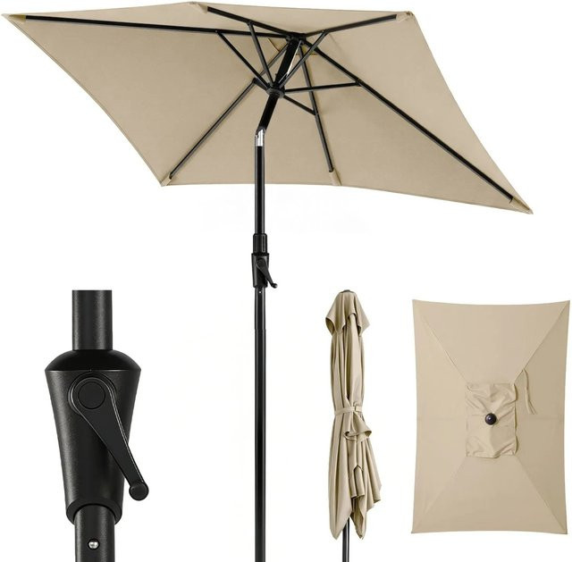 Sekey Sonnenschirm Rechteckig in Taupe/Beige mit Kurbel und Neigefunktion sowie UV-Schutz, B: 300 cm, T: 200 cm - Bild 1