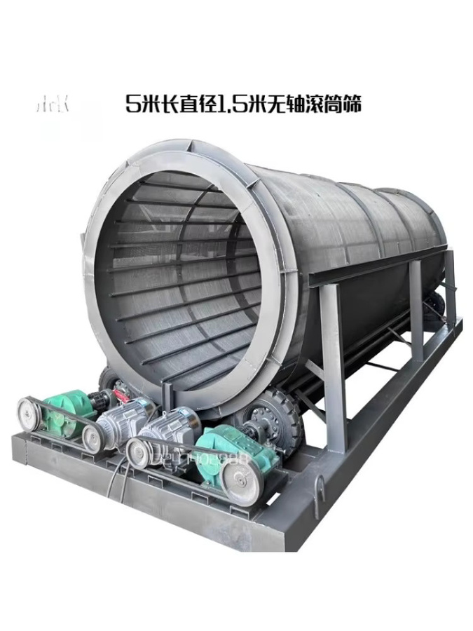 Elektrische Trommelsiebmaschine in Weiß und Grau, rotierende zylindrische Siebmaschine und Rollensieb ohne Sägemehl - Bild 2