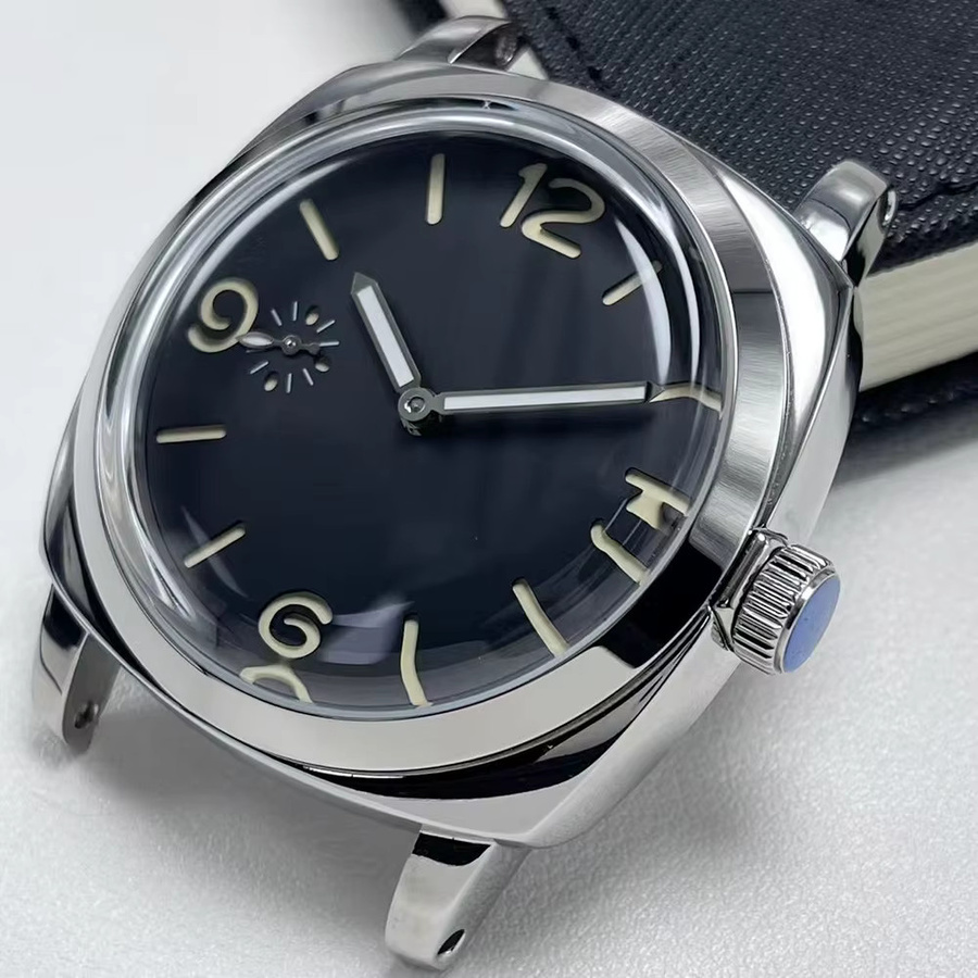 Herren Armbanduhr Edelstahl, Handaufzug, Schwarz, 47 mm - Bild 2