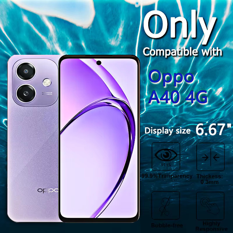 Displayschutzfolien aus gehärtetem Glas für Oppo A40 4G, 6,67 Zoll, transparent, kratzfest und fingerabdruckresistent - Bild 2