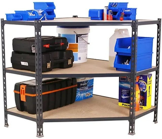 PROREGAL Eckregal Small Muli in Anthrazit mit 3 verstellbaren Fachböden, H x B x T: 90 x 90 x 40 cm - Bild 1