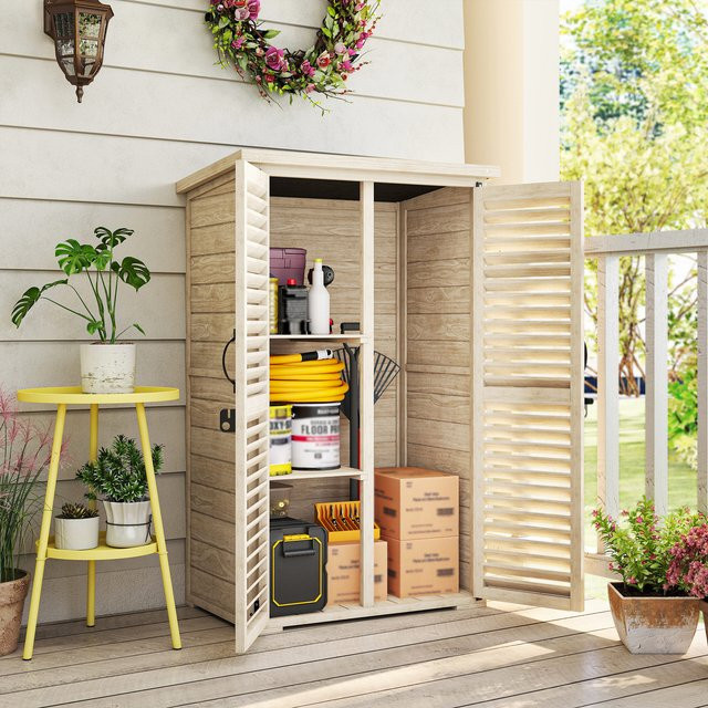 Outsunny Gartenhaus aus Naturholz Kiefer, Farbe Braun, B/T/H: 75 x 50 x 118 cm - Bild 1
