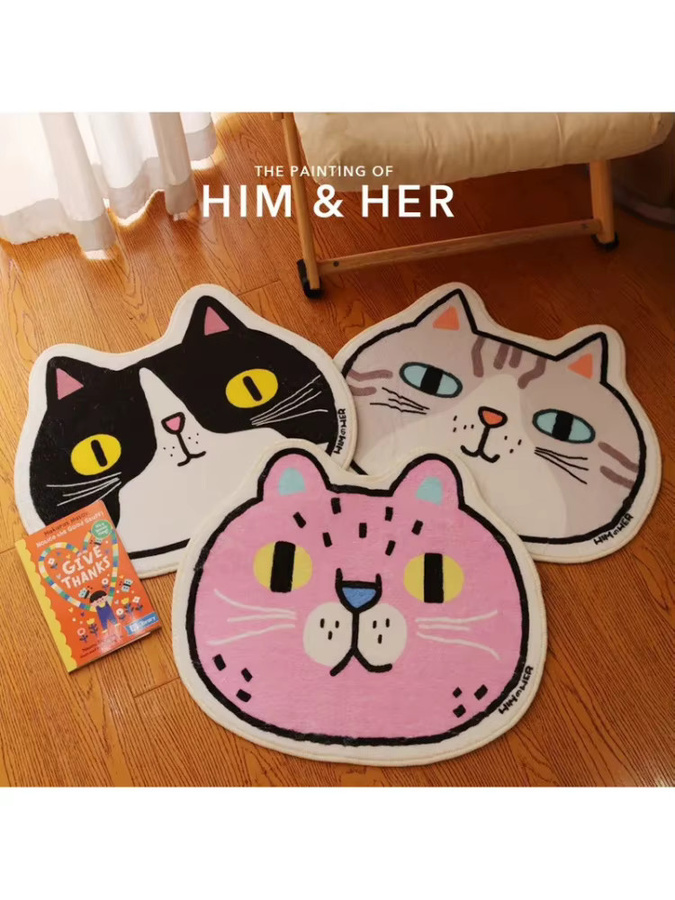 VIKAMA Teppich mit Katzenmuster aus Polyester für Wohnzimmer, Schlafzimmer und Flur - Bild 4