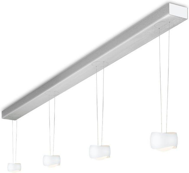 Oligo Curved Slack-Line LED-Pendelleuchte 4-flammig in Weiß Matt mit gebürstetem Aluminium und Tunable White (2200K - 5000K) - Bild 1