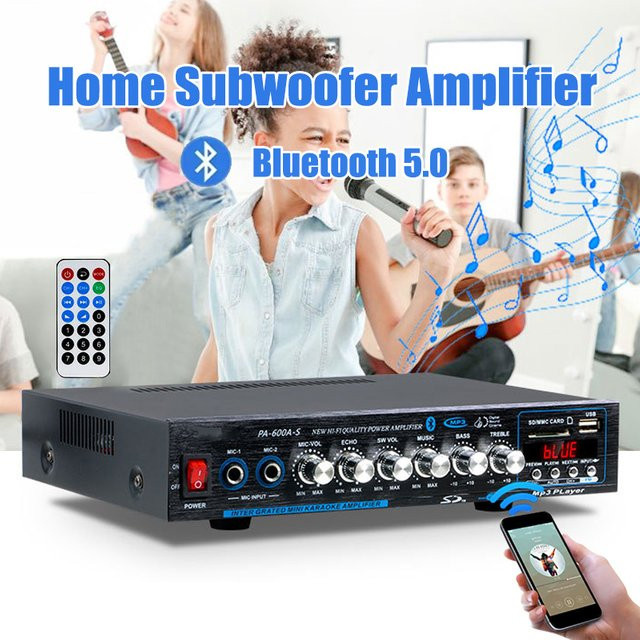 Luxuglow Bluetooth 4.1-Kanal HiFi-Verstärker mit 800W Leistung und FM/USB in Schwarz - Bild 1